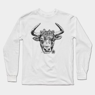 Cute Bull Head Print Long Sleeve T-Shirt